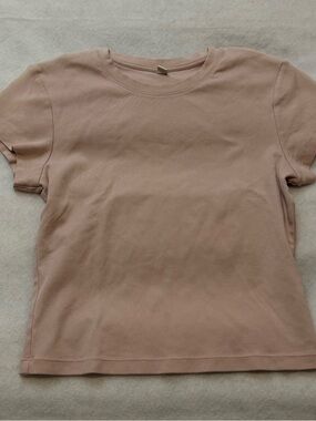 Uniqlo AIRism Cotton Cropped T-Shirt Pink Small